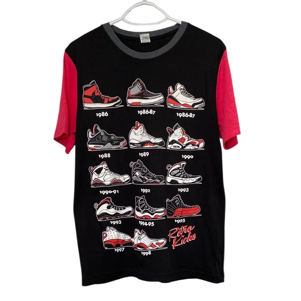 ❌SOLD❌🎁Streetwear Retro Kicks Black Red Evolution of Air Jordan Shoes Shirt New_2